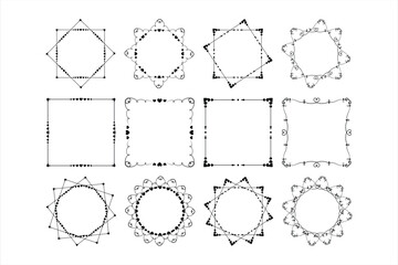 Frame Geometric Set. Classic Antique East Invitations And Greeting Cards In Vintage Victorian Style . Minimalists Classic Vector Set 2