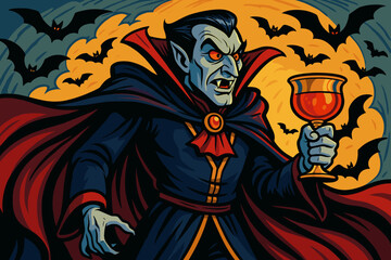 Swirling lord vector flowing liquid regal vampire holding dramatically icon