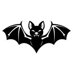 Charming cartoon bat flying with wings spread open festive halloween spooky cute character graphic design isolated on white background
