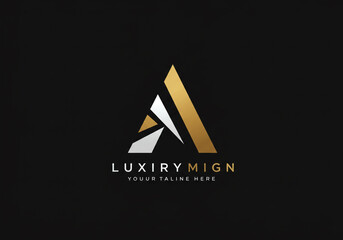 Elegant abstract golden and silver 'A' logo design symbolizes premium brands and professional success with sleek modern appeal