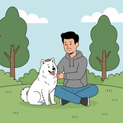 Male and Pet Companion