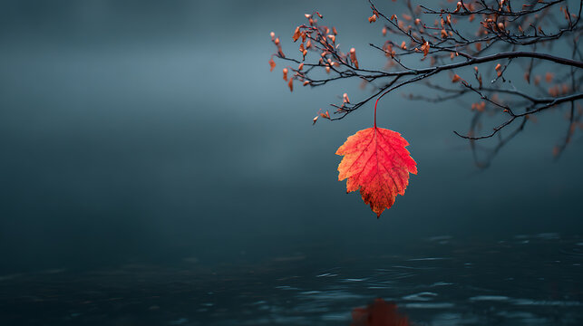 Autumn red maple leaf falling into water photography wallpaper background image desktop nature season scenic 4k