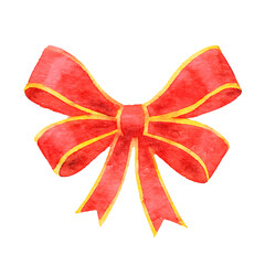 Christmas red ribbon in watercolor style design