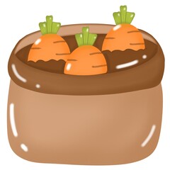 Vector illustration of organic food, recycling, growing carrots.
