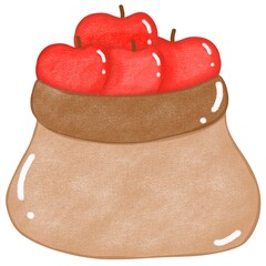 Red apples are neatly arranged in bags ready for sale in a grocery store.