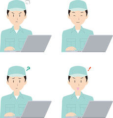 ノートPCと男性作業員②