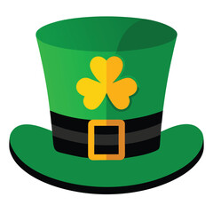 Green leprechaun hat with shamrock green hat clover