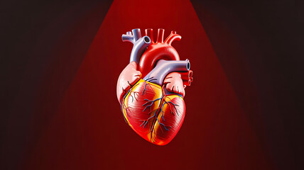 Stunning anatomical heart illustration with vibrant arteries and veins, ideal for medical, science, or health campaigns