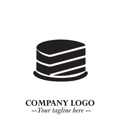 Delicious Cake Icon Symbol in Black on White Background with Sweet Minimalist Modern Design