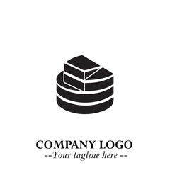 Delicious Cake Icon Symbol in Black on White Background with Sweet Minimalist Modern Design