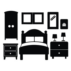 Bedroom furniture set silhouette wardrobe nightstand