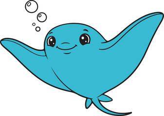 Adorable Stingray Character – Smiling Ocean Animal Vector