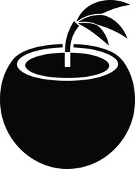 Coconut Silhouette Vector Art Illustration