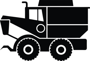 Combine Harvester Silhouette Vector Art Illustration
