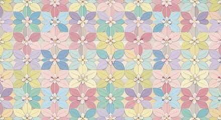 Pastel Floral Mosaic Pattern Seamlessly Interlocking for Decorative Surfaces