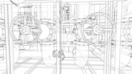 Obraz premium Industrial Valve Blueprint. Vector