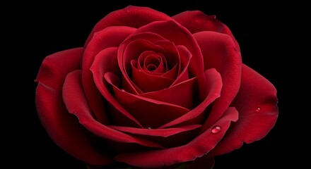 Vibrant red rose blossom against dark background elegant floral imagery
