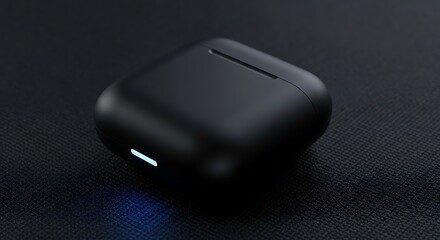 Sleek matte black wireless earbuds case with charging indicator light