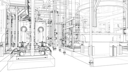 Fototapeta premium Industrial Machinery Blueprint. Vector