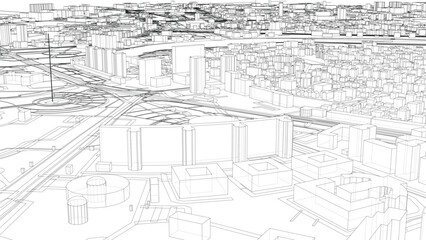 Intricate Urban Wireframe Design
