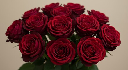 Obraz premium Vibrant red roses bouquet against neutral background for various uses