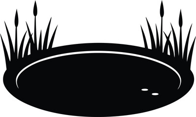 Pond silhouette vector art illustration