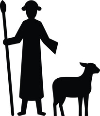 Shepherd silhouette vector art illustration