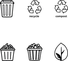 Recycling compost waste management ecology environment sustainability zero waste eco friendly icons