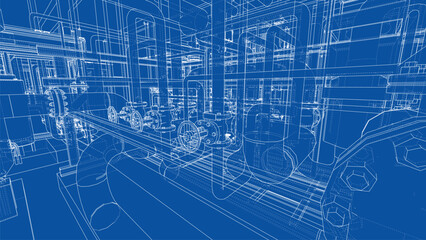 Industrial Blueprint Design. Vector