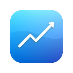 Business Growth App Icon Blue Bright Arrow