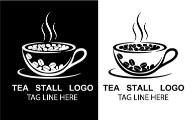 Vibrant and colorful logo design for a tea stall featuring a classic emblem