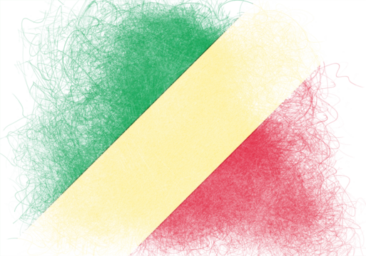 Stylized digital rendering presents vibrant, oblique tricolor bands of green, yellow, and red against a dark backdrop, evoking a sense of nationhood with a textured, almost hand-drawn