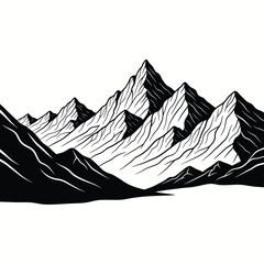 Majestic mountain range landscape artistic drawing majestic peaks wilderness scenery vector © MDSAEEM