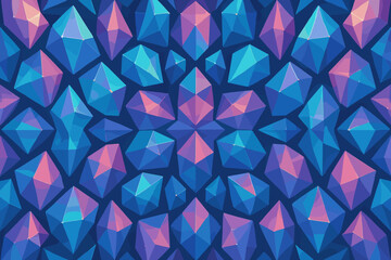 Crystal vector geometry polygons symmetrically glowing illustration form balanced symmetrical arranged lattice