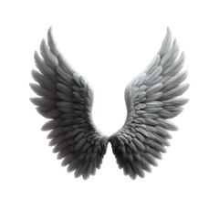 Obraz premium Shiny silver angel wings isolated on white background symbolizing purity and grace