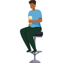 Sad Man Sitting On Bar Stool Holding A Beer With A Transparent Background