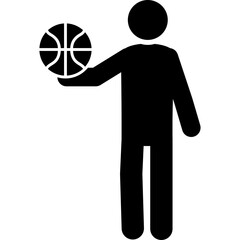 Silhouette of a person holding a basketball with a transparent background representing sports and athleticism