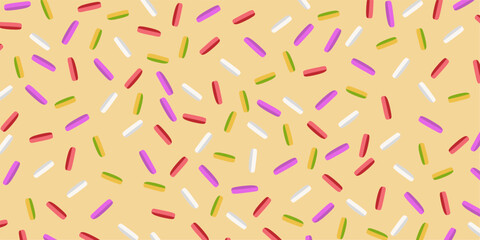 Colorful donut glaze with sprinkles. Colorful Sprinkles Banner and Falling Decorative Background. Ideal for donut, dessert, and candy-inspired creative projects.