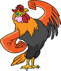 the rooster is standing vector illustration isolated on white background