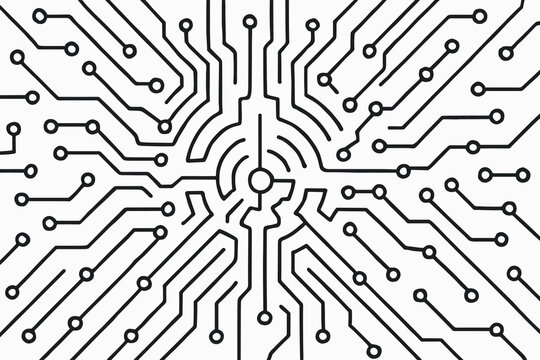 Paths creating abstract leaping simple pattern circuit radial vector mandala illustration pulses