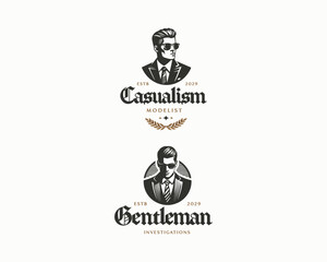 classy gentleman with black suit logo