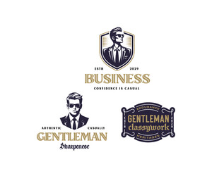 classy gentleman with black suit logo