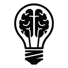 Brain in Lightbulb Creative Idea Icon.