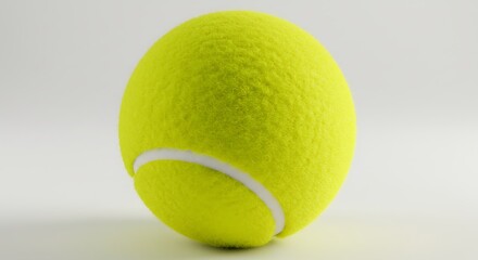 Vibrant yellow tennis ball isolated on white background for sports concepts
