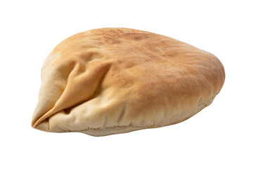 Obraz premium A single, baked pita bread, light brown, slightly puffed, isolated on a transparent background. background removed