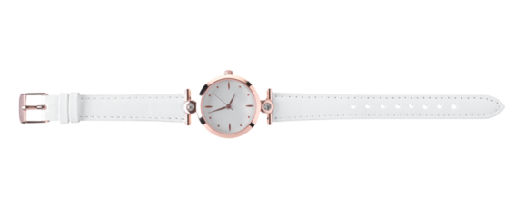 Elegant wristwatch with a classic design and metallic details, isolated on a transparent background