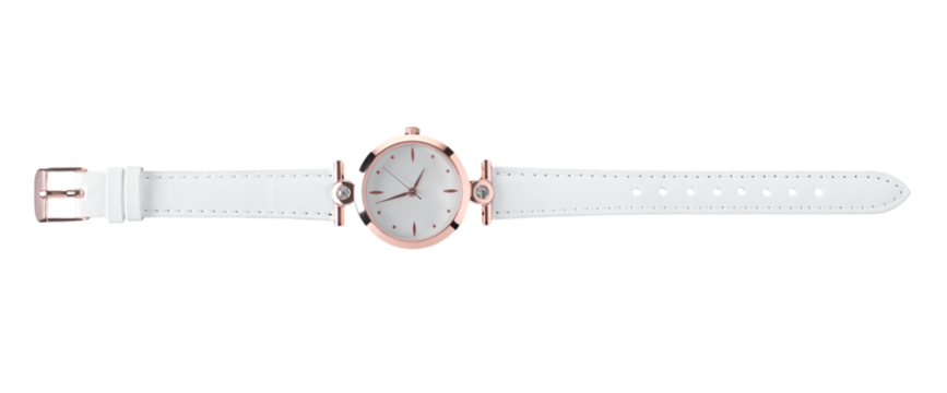 Elegant wristwatch with a classic design and metallic details, isolated on a transparent background