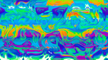 Fototapeta premium Abstract psychedelic glitch waves with neon colors, distorted digital fluid texture and VHS scanline effect