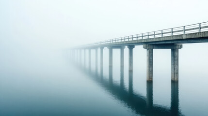 Obraz premium Misty bridge fading into fog creates serene and emotional atmosphere of solitude