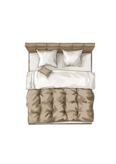 Bed Furniture Sketch | Hand Drawn Interior Illustration